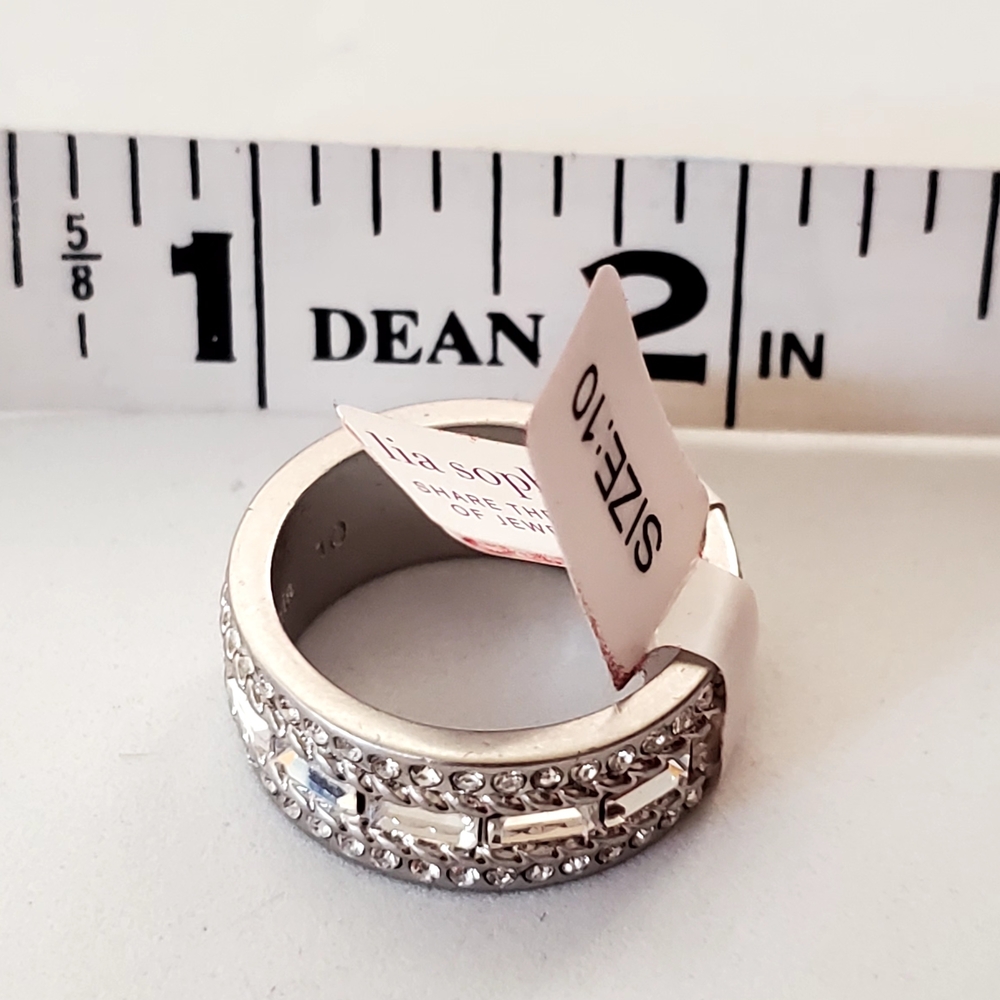 Lia Sophia Silver Crystal Ring Sz 10 New In Box Retired Cocktail - Wedding Style - Picture 9 of 11